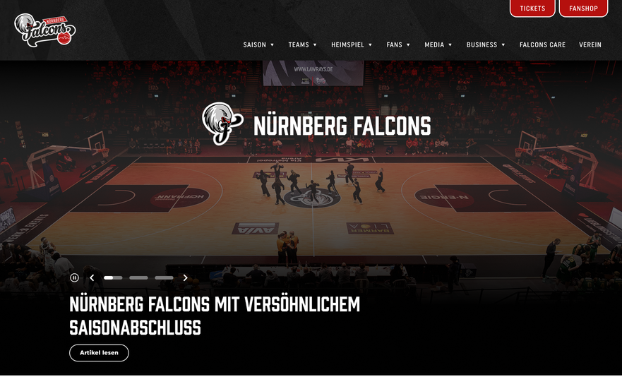 Nürnberg Falcons Website auf Unite-FX